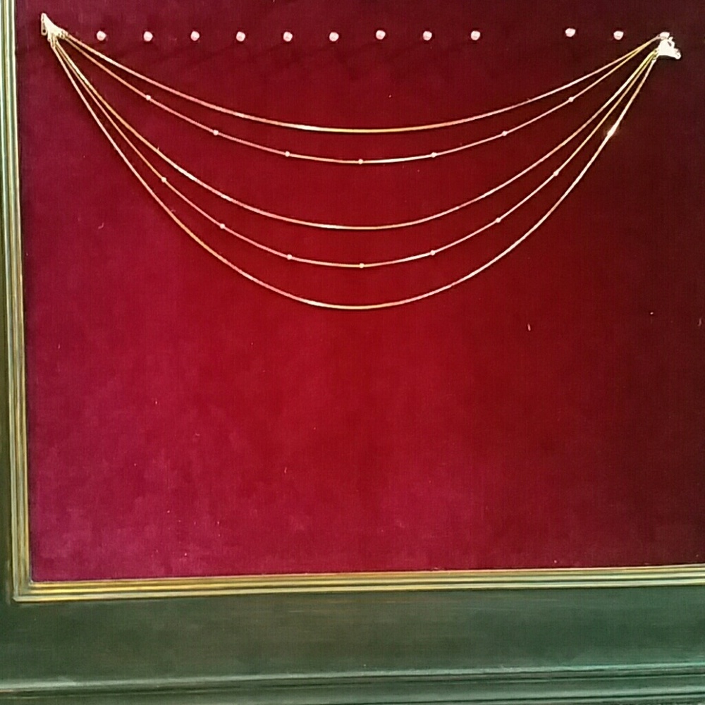 Gold Multilayered Necklace w/ 5 Chains 15" - 19"